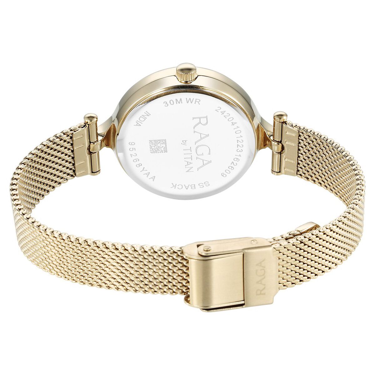 Titan Raga Showstopper Quartz Analog Silver Dial Golden Metal Strap Watch For Women 5