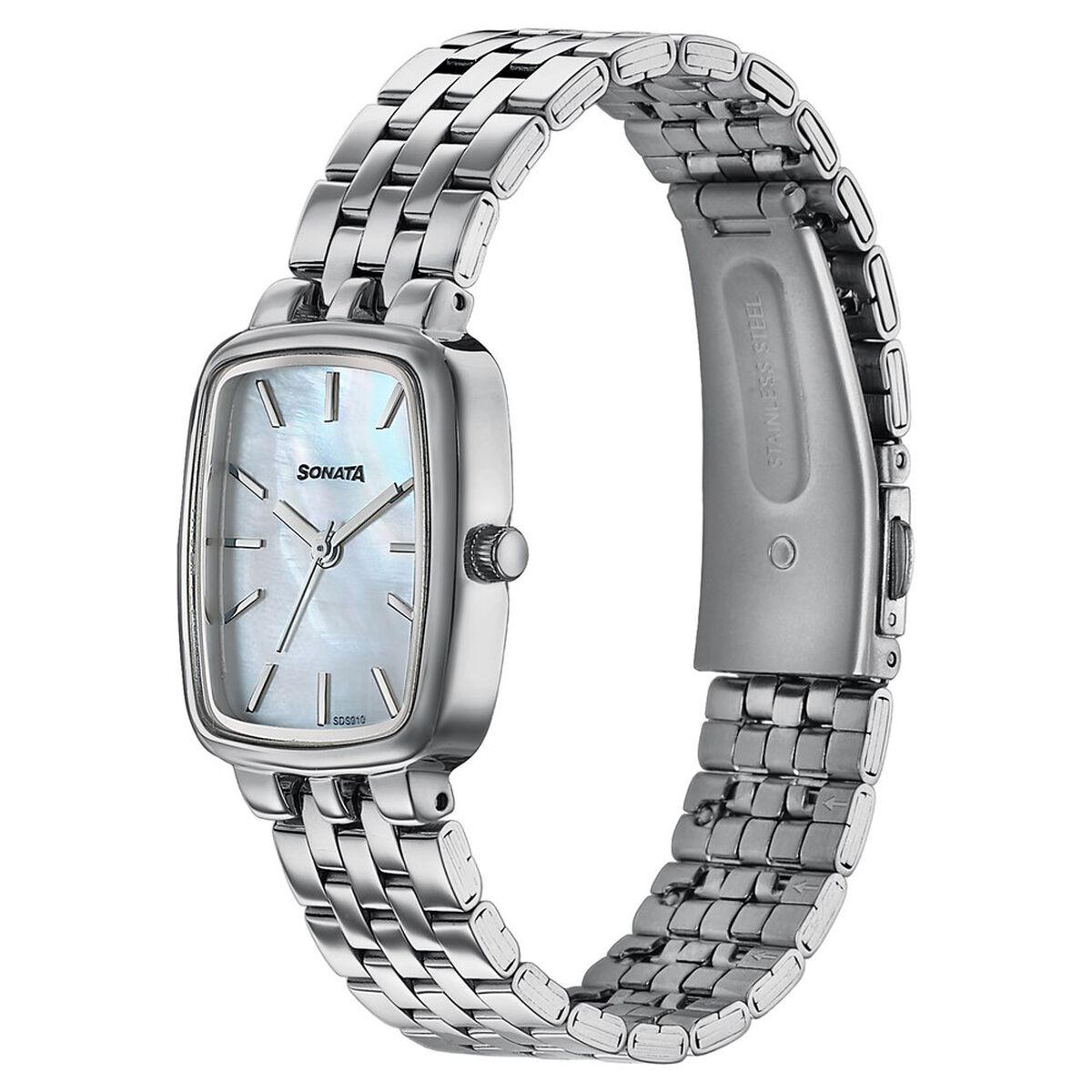 Sonata Festive Quartz Analog Mother Of Pearl Dial Silver Metal Strap Watch For Women 3
