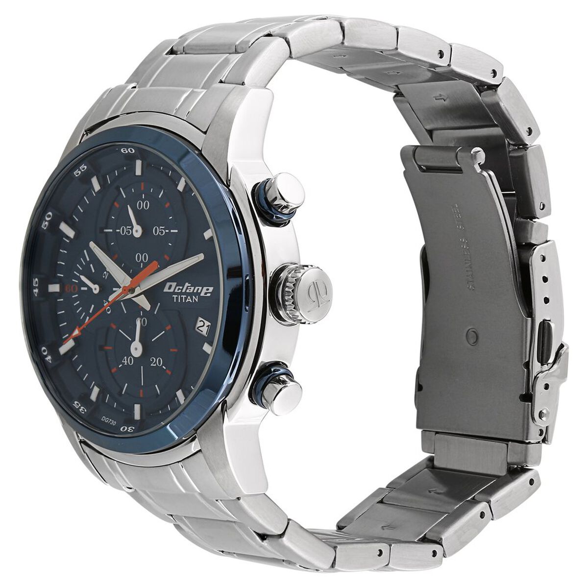 Titan Octane Quartz Chronograph Blue Round Dial Silver Stainless Steel Strap Watch For Men 2