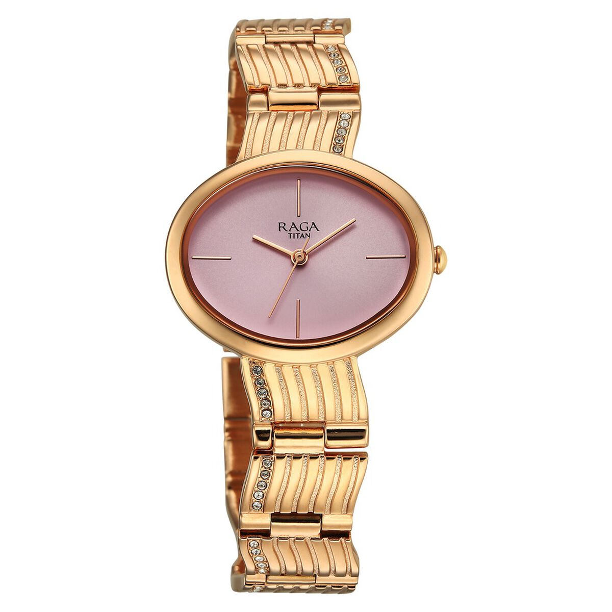Titan Raga Glimmers Quartz Analog Pink Dial Rose Gold Metal Strap Watch For Women 1