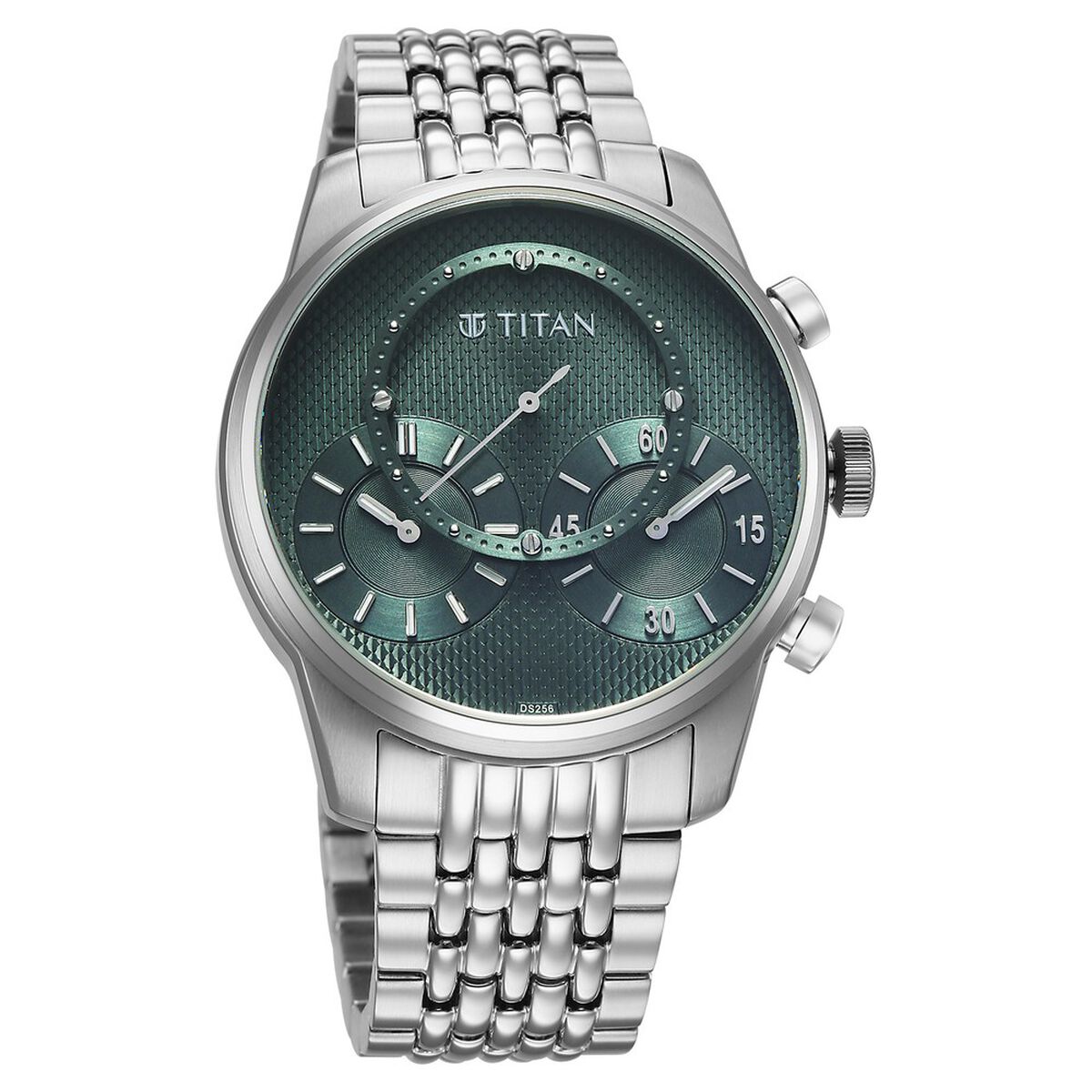 Titan Micromotors Analog with Independent Hour, Minute and 2nd Sub-Dial Green Dial Stainless Steel Strap Watch for Men 3