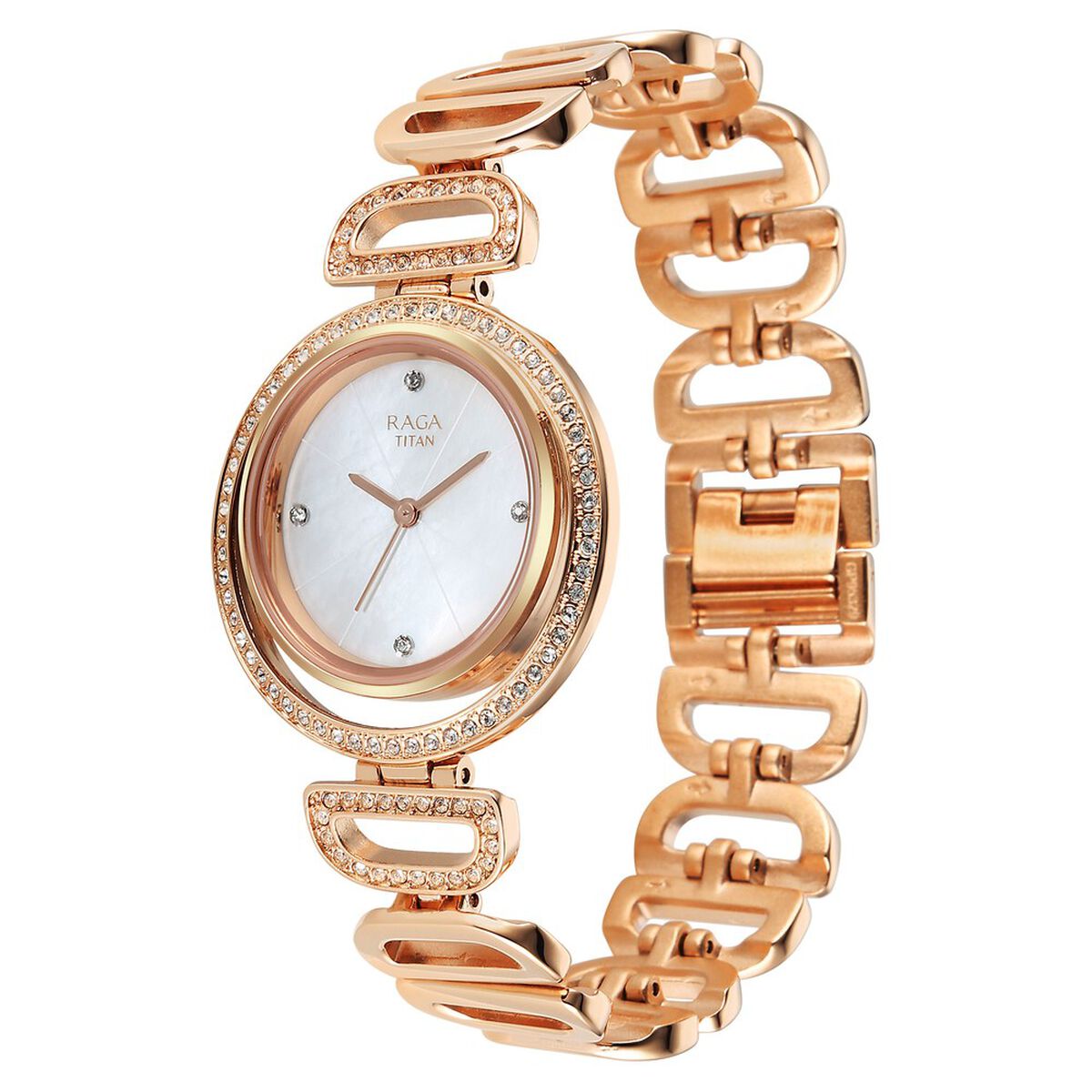 Titan Raga Glimmers Quartz Analog Mother of Pearl Dial Rose Gold Metal Strap Watch For Women 3