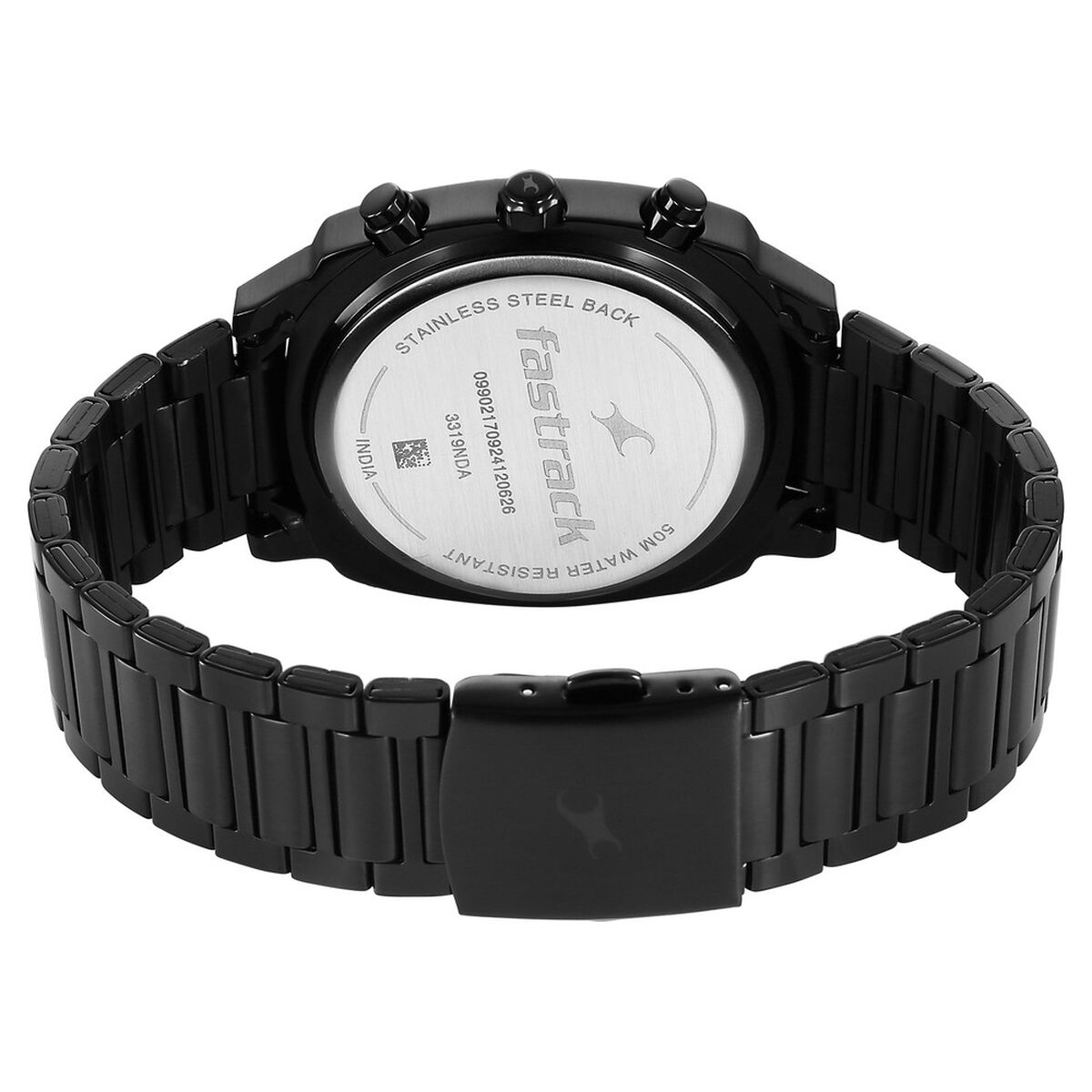 Fastrack Kronos Chronograph Black Dial Black Stainless Steel Strap Watch For Guys 5