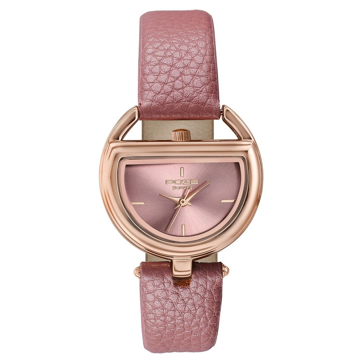 Poze By Sonata Quartz Analog Pink Dial Pink PU Leather Strap Watch For Women 2
