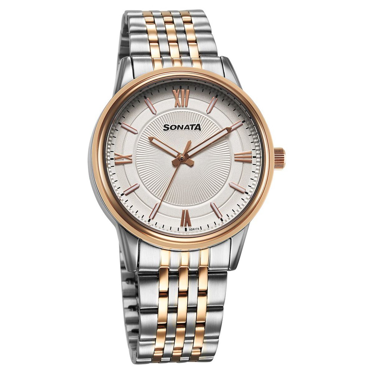 Sonata Wedding Quartz Analog Off White Dial Stainless Steel Strap Watch For Men 1