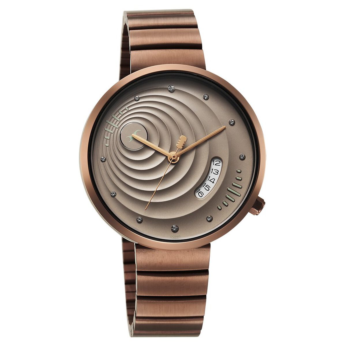 Fastrack Groove Quartz Analog with Date Beige Dial Girls Stainless Steel Watch 4