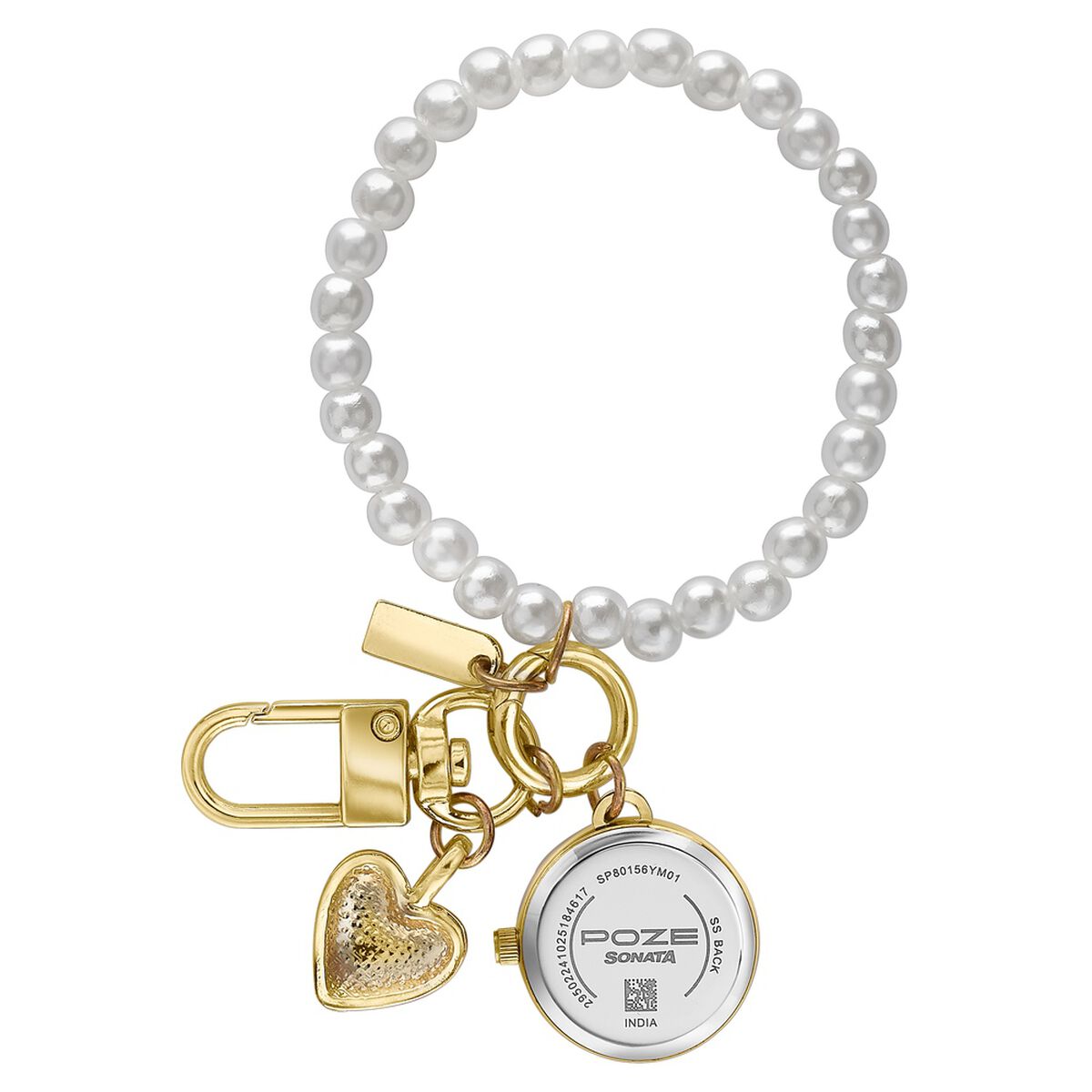 Poze By Sonata Quartz Analog Golden Dial Bag Charm Watch For Women 3