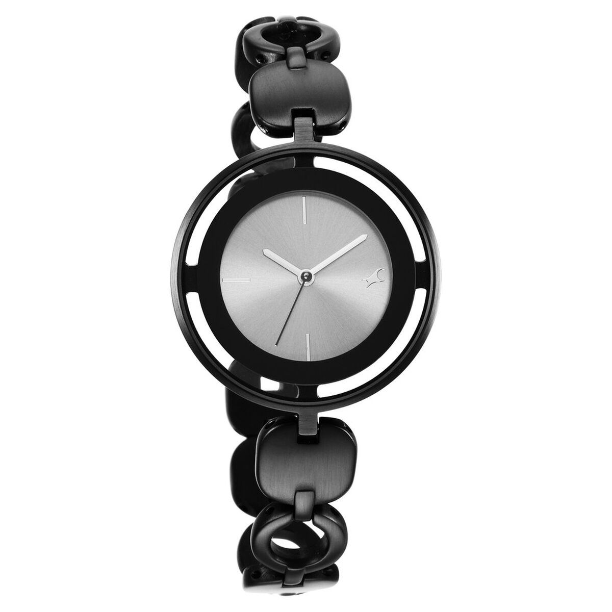Fastrack Glitch Quartz Analog Grey Dial Metal Strap Watch for Girls 1