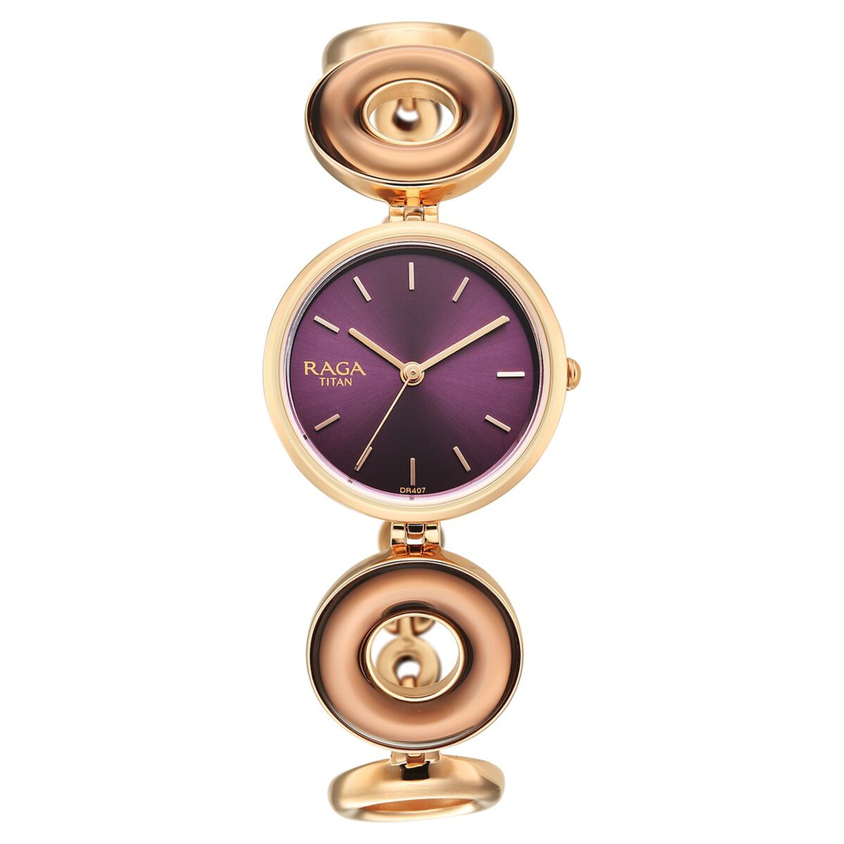 Titan Raga Afterglow Quartz Analog Purple Dial Rose Gold Metal Strap Watch For Women 1