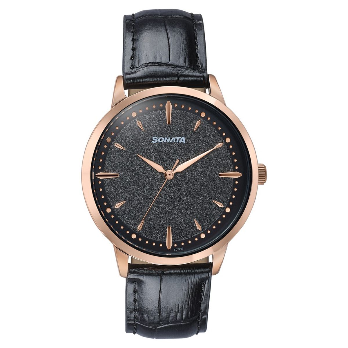 Sonata Jashn Quartz Analog Black Dial Black Leather Strap Watch For Men 1