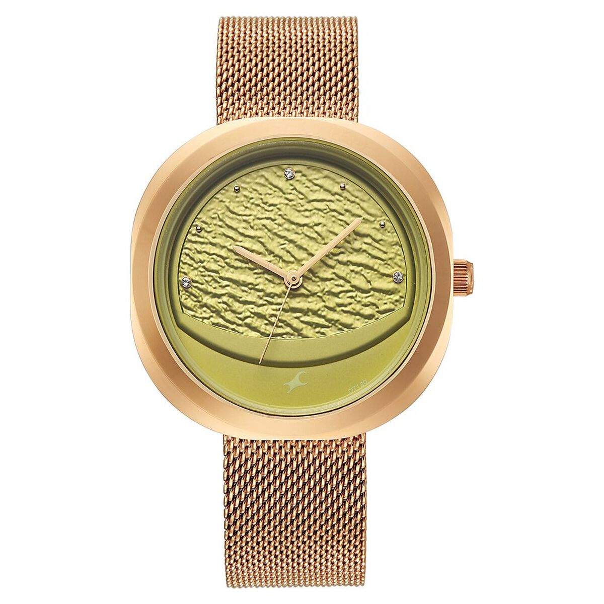 Fastrack Gelato rosegold analog mesh strap watch with Matcha green dial for Girls 2