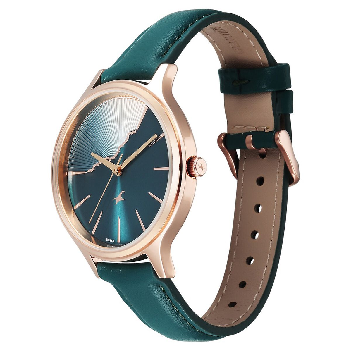 Fastrack Style Up Quartz Analog Green Dial Green Leather Strap Watch For Girls 3