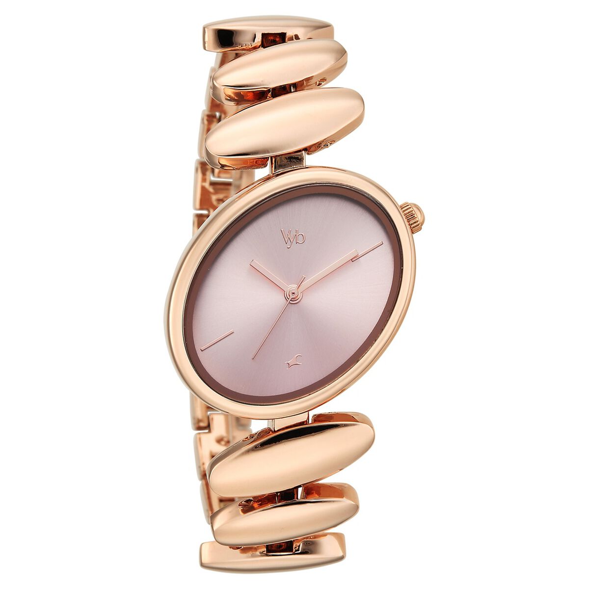Vyb Successor By Fastrack Quartz Analog Pink Dial Rose Gold Metal Strap Watch For Girls 2