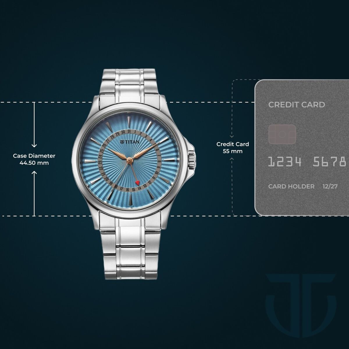 Titan Karishma Quartz Analog with Date Blue Dial Stainless Steel Strap Watch For Men 3