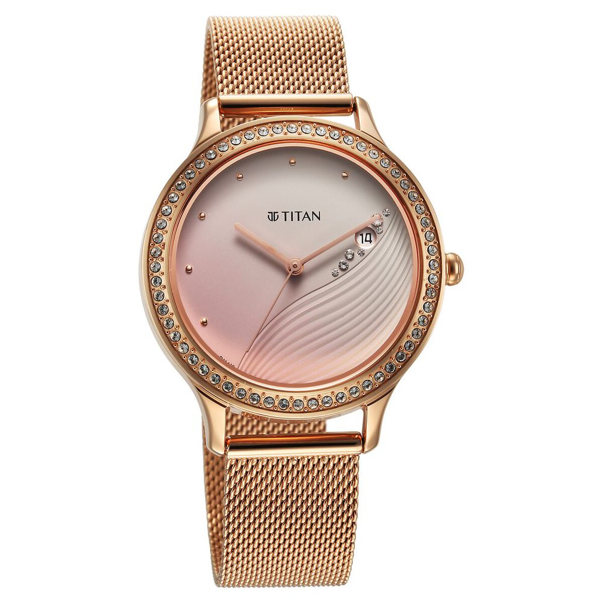 Titan Purple Glam It Up Pink Dial Analog with Date Stainless Steel Strap Watch for Women 2