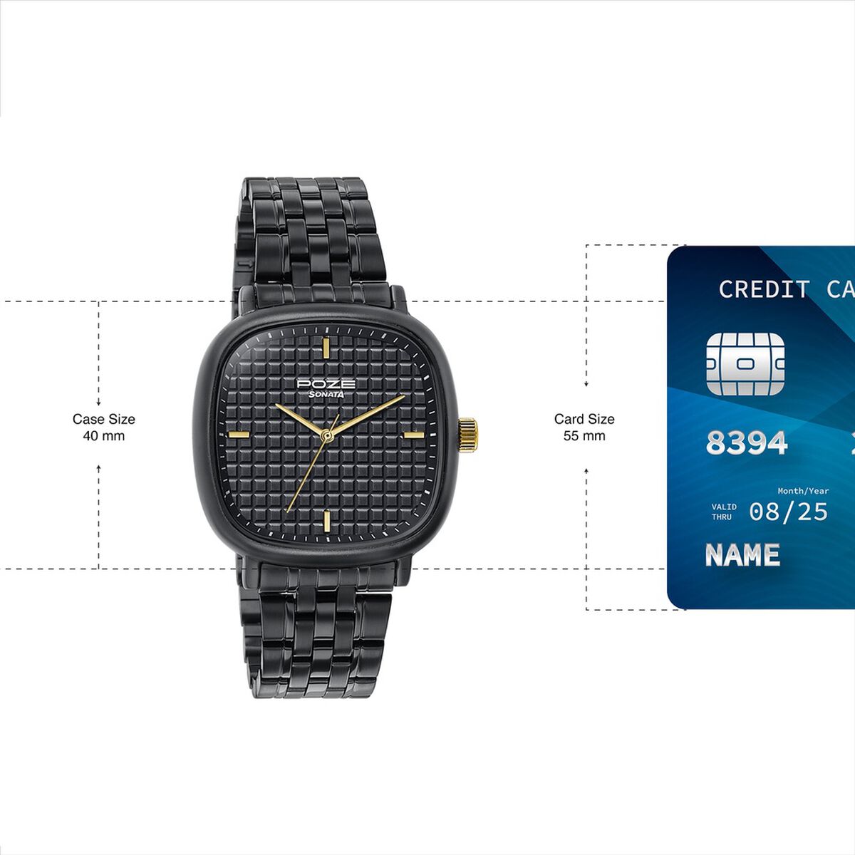 Sonata Poze Quartz Analog Black Dial Black Colour Stainless Steel Strap Watch For Men 4