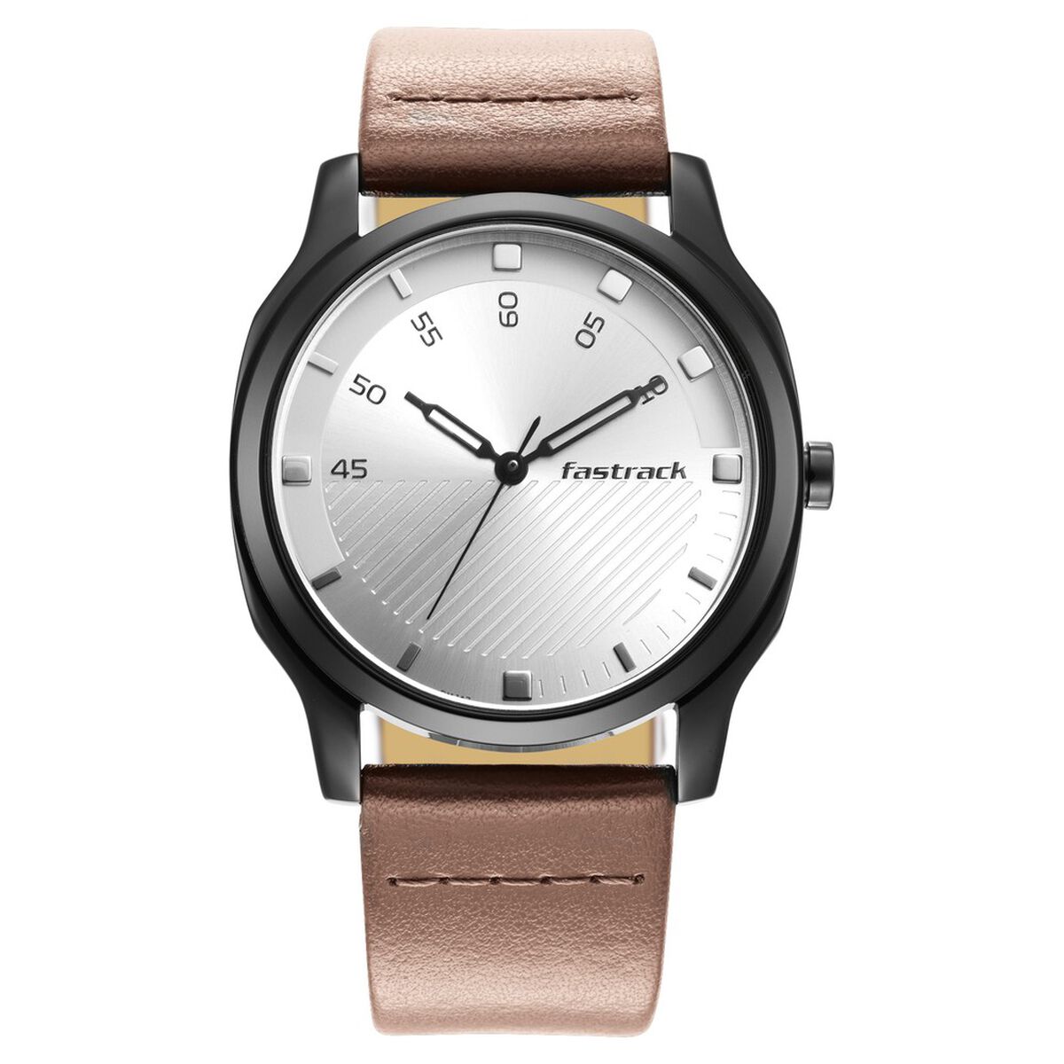 Fastrack Stunners Quartz Analog Silver Dial Leather Strap Watch for Guys 3