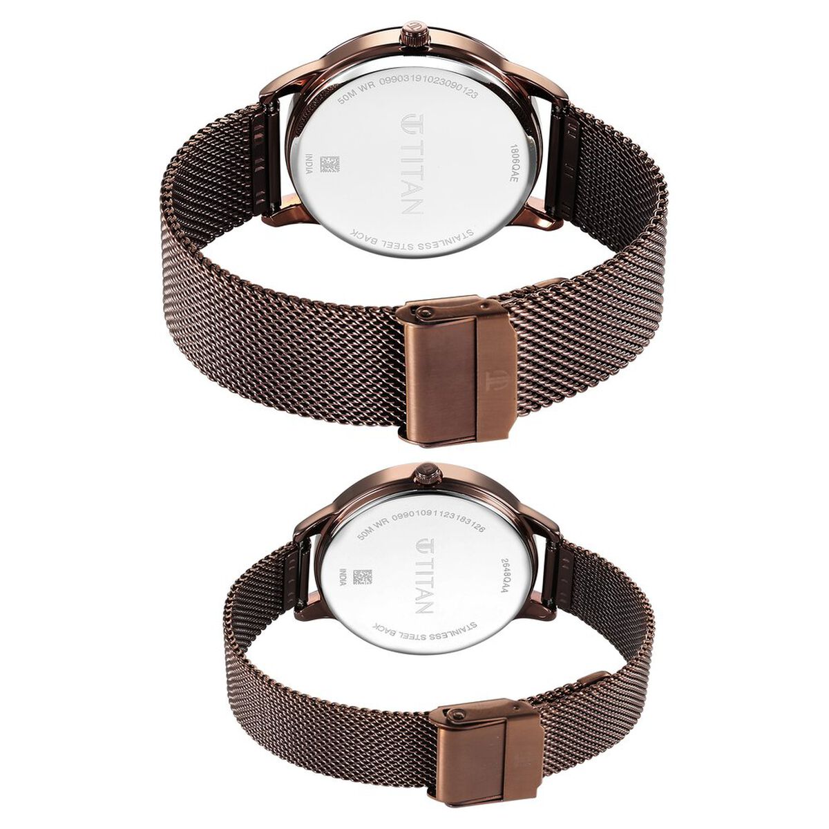 Titan Bandhan Quartz Analog Brown Dial Stainless Steel Strap Watch for Couple 5