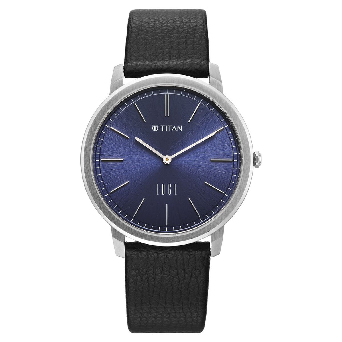Edge Meister Quartz Analog Blue Dial Black Leather Strap Watch For Men 1
