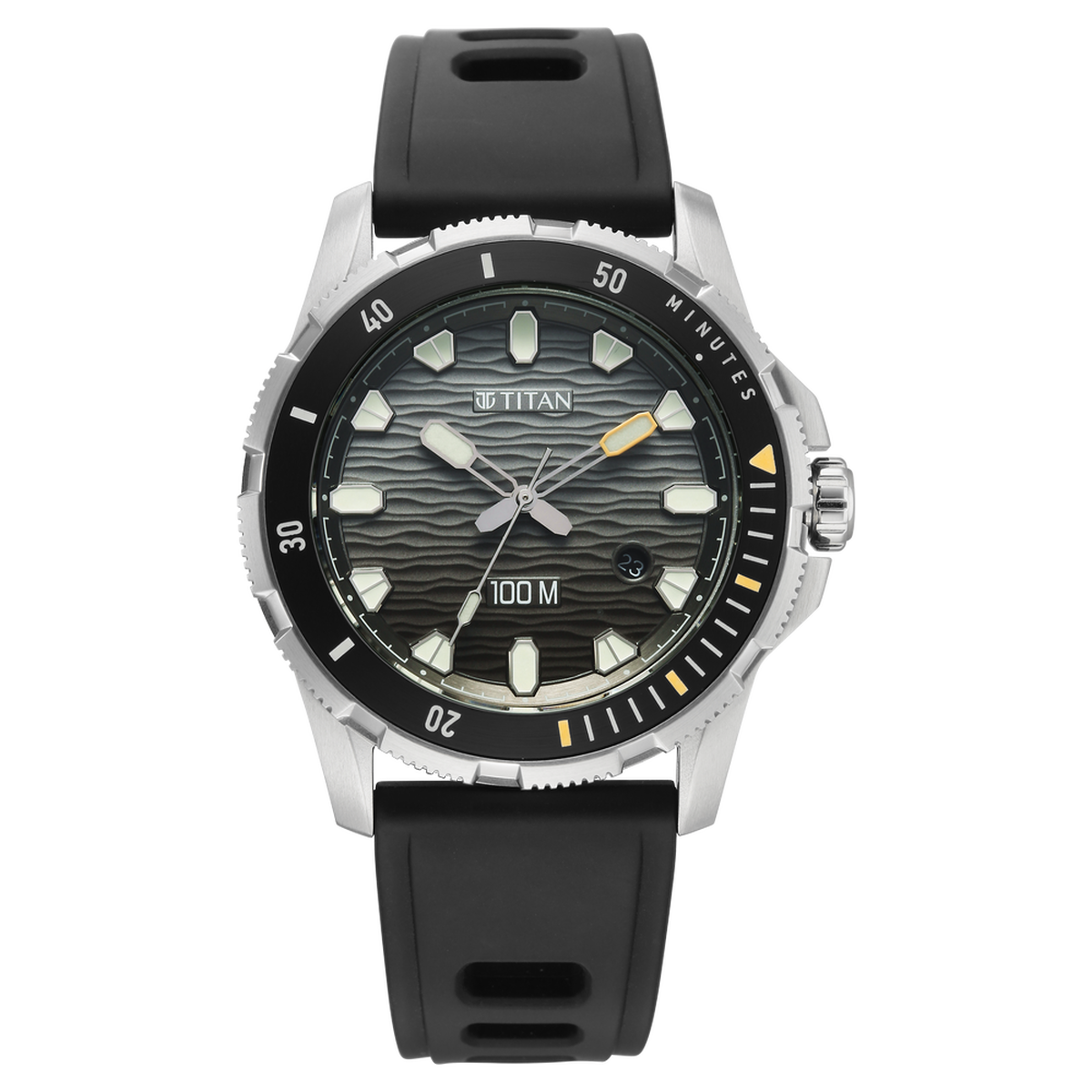Titan Zero Hour Diver's 100m Analog with Black Dial Black FKM Strap Watch for Men 1