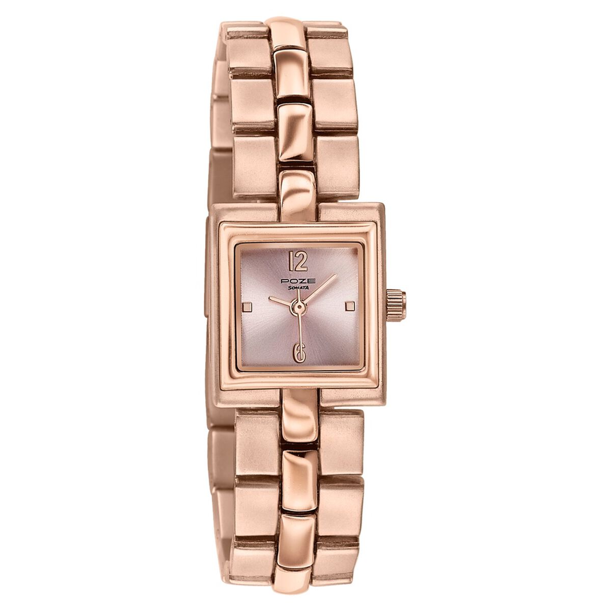 Poze By Sonata Quartz Analog Pink Dial Rose Gold Metal Strap Watch For Women 3