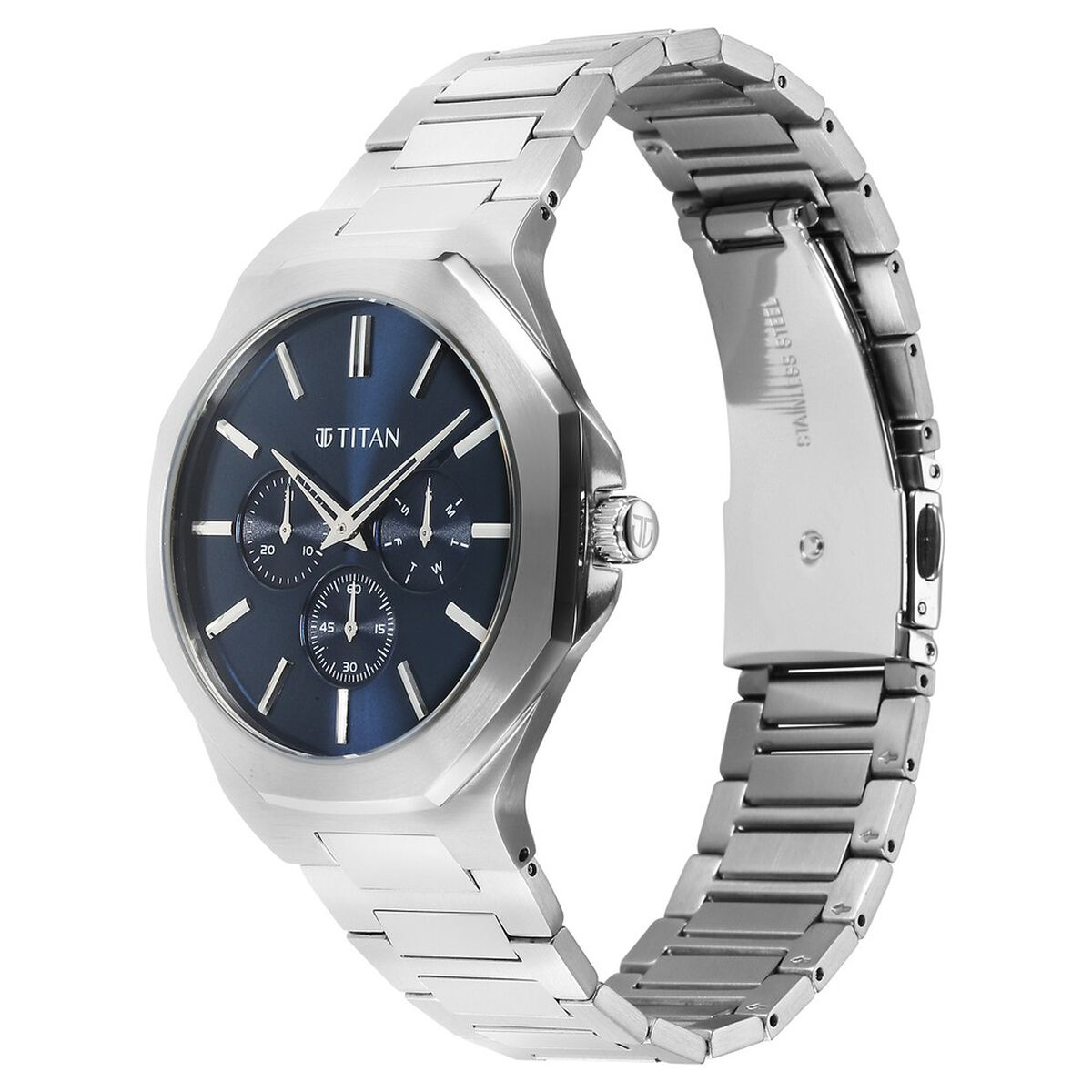 Titan Classic Slim Multifunction Quartz Multifunction Blue Dial Stainless Steel Strap Watch For Men 4