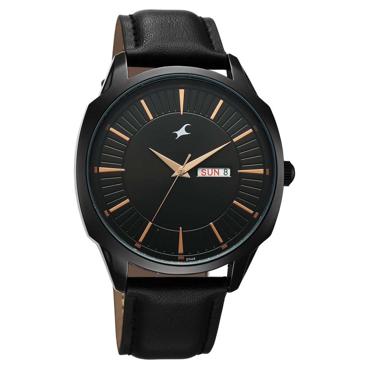 Fastrack Stunners Quartz Analog Black Dial Black Leather Strap Watch For Guys 2