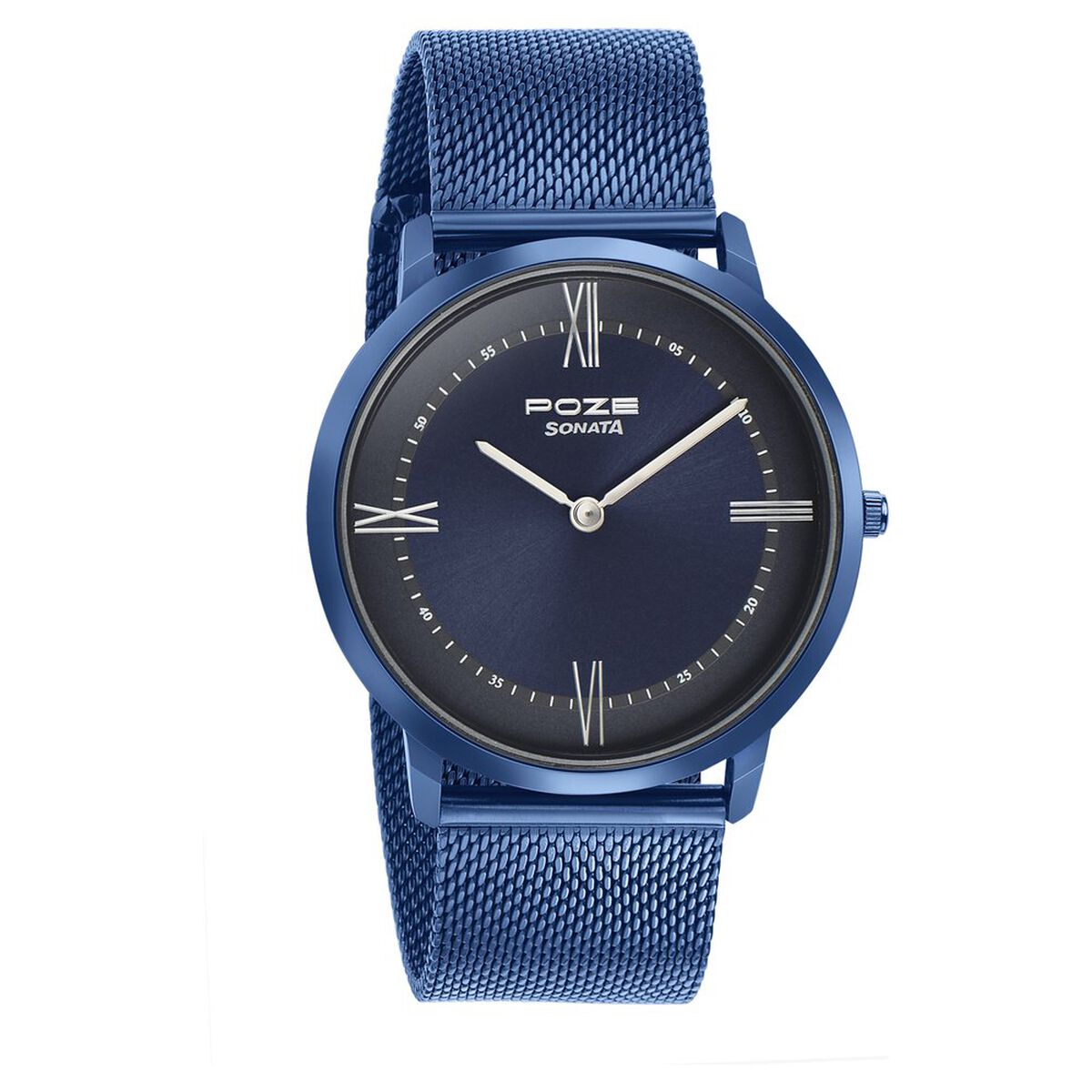Sonata Poze Quartz Analog Blue dial Metal Strap Watch for Men 1
