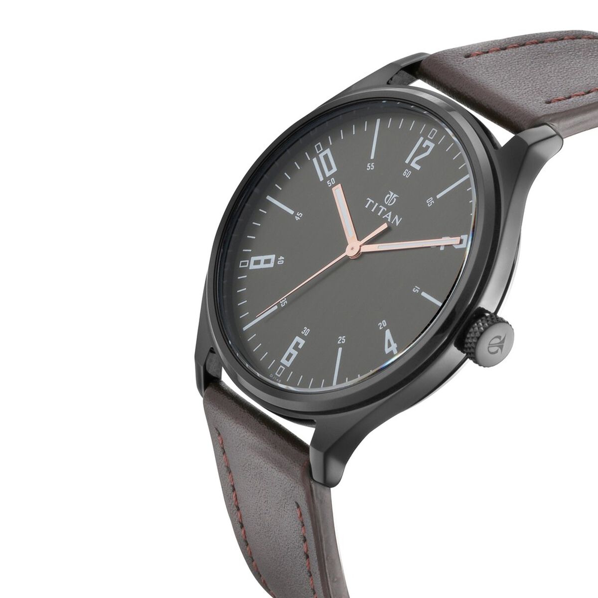 Titan Men's Minimalist Zen Watch Black: Sleek Leather Strap with Contrast Hands 2