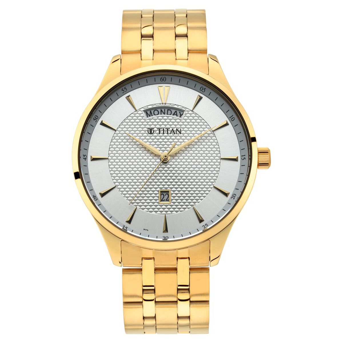 Titan Quartz Analog with Day and Date White Dial Stainless Steel Strap Watch for Men 2