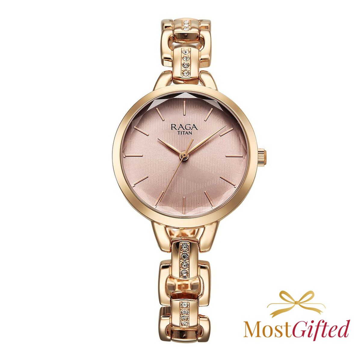 Titan Raga Showstopper Quartz Analog Rose Gold Dial Metal Strap Watch For Women 1