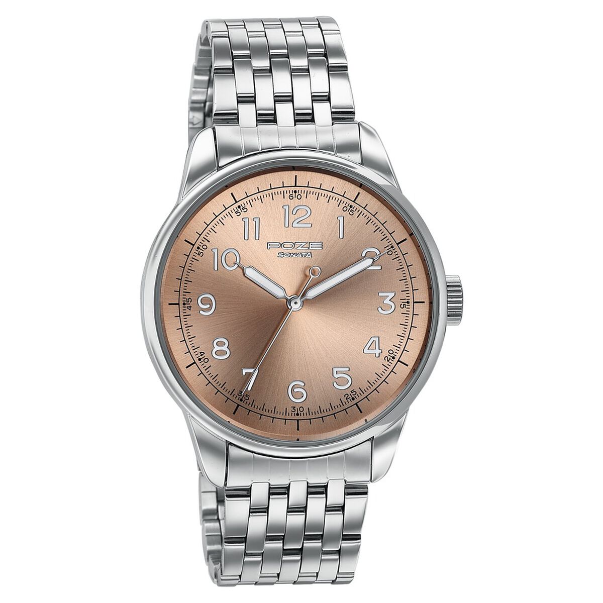 Poze By Sonata Quartz Analog Taupe Dial Silver Stainless Steel Strap Watch For Men 3