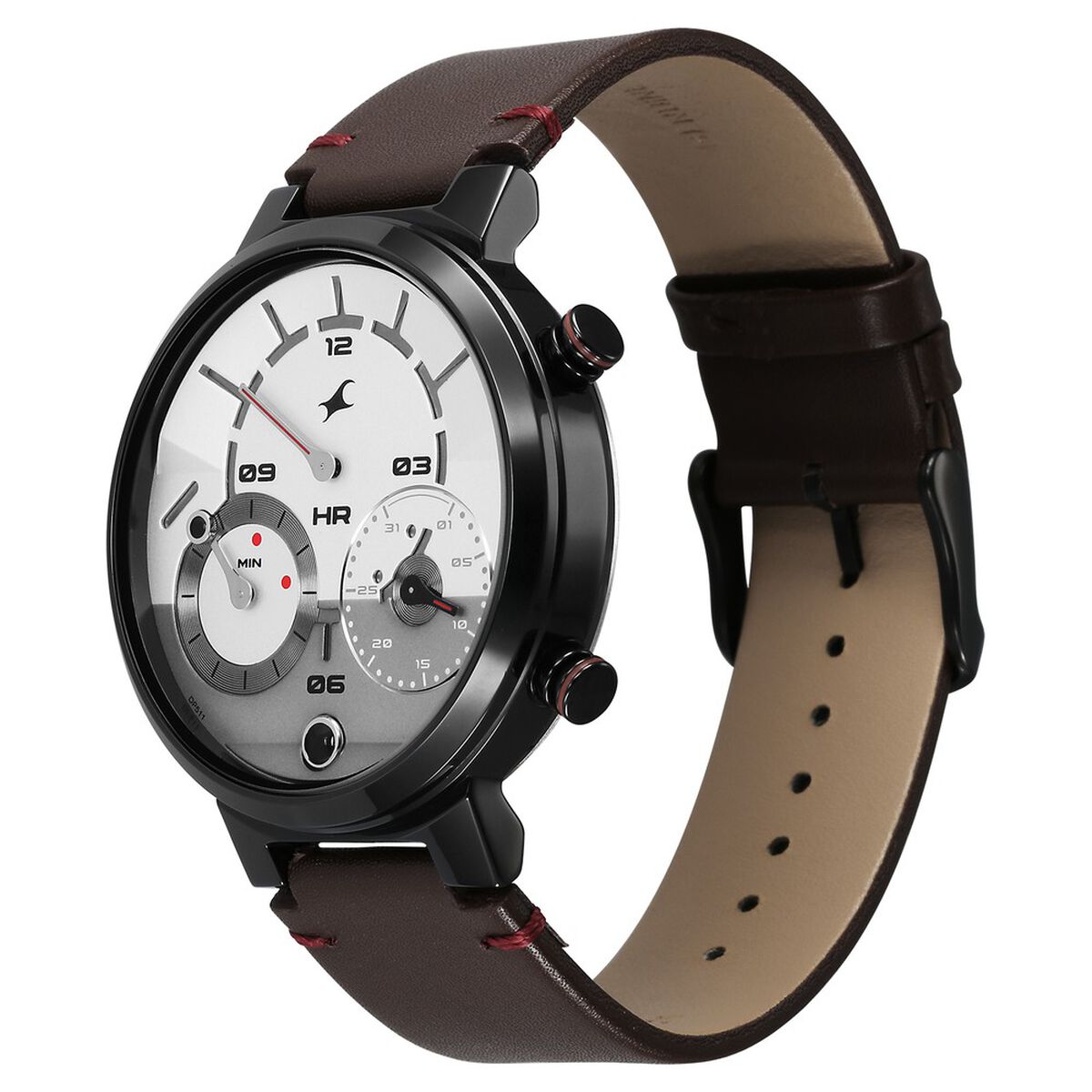 Fastrack Gambit Micromotor White Dial Brown Leather Strap Analog Watch for Guys 4