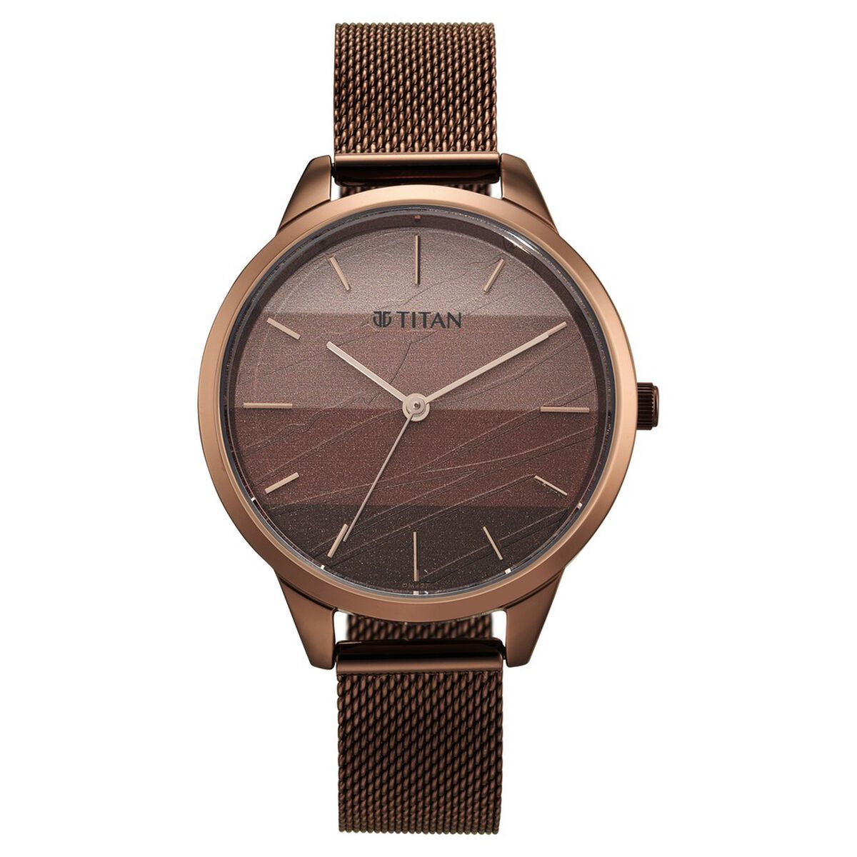 Titan Purple Glam It Up Quartz Analog Multicoloured Dial Brown Stainless Steel Strap Watch For Women 2