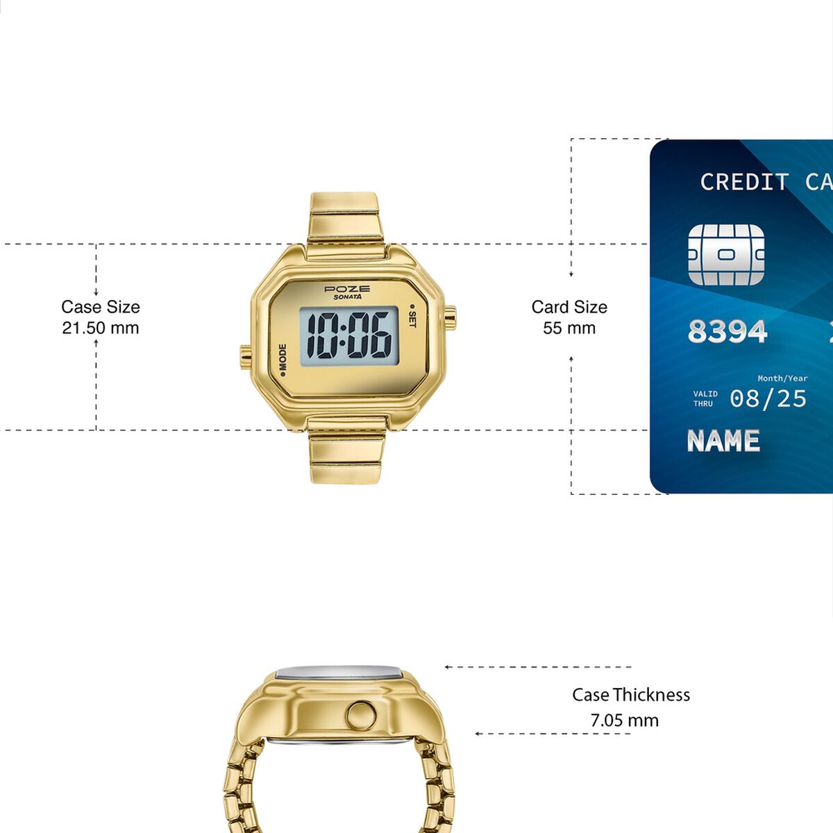 Poze By Sonata Digital Ring Watch With Golden Dial For Women 4