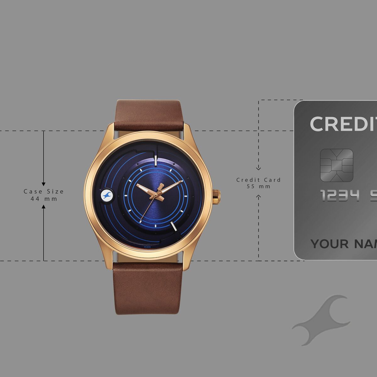Fastrack Groove Quartz Analog Blue Dial Brown Leather Strap Watch For Guys 4