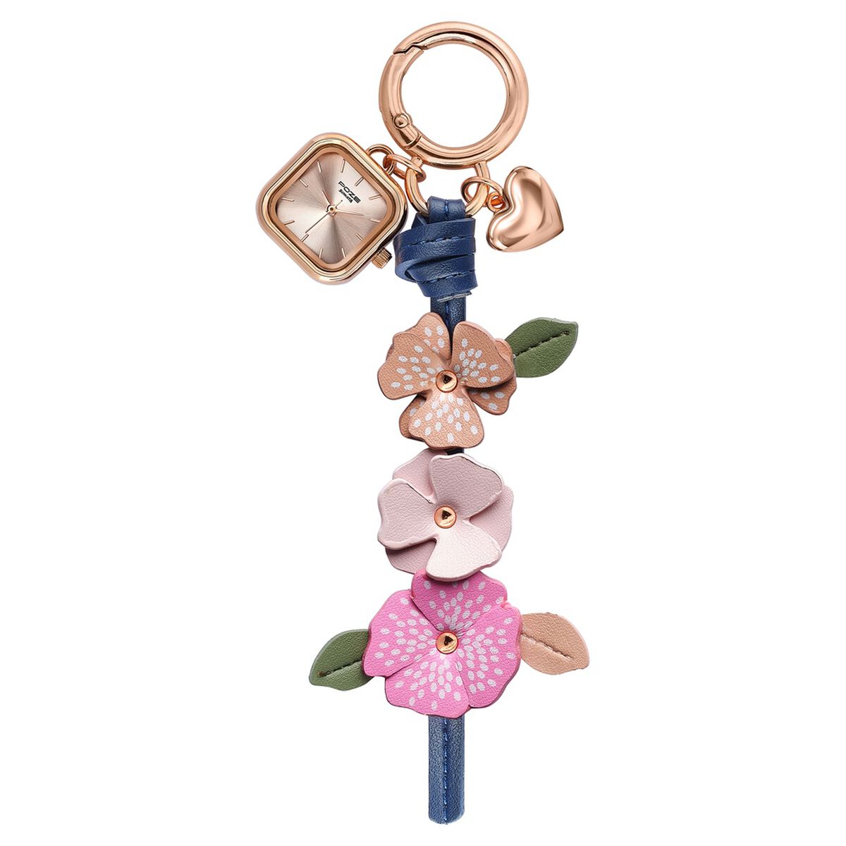 Key Chain Watch By Sonata Quartz Analog Rose Gold Dial Pink Leather Key Chain Strap Watch For Women 2