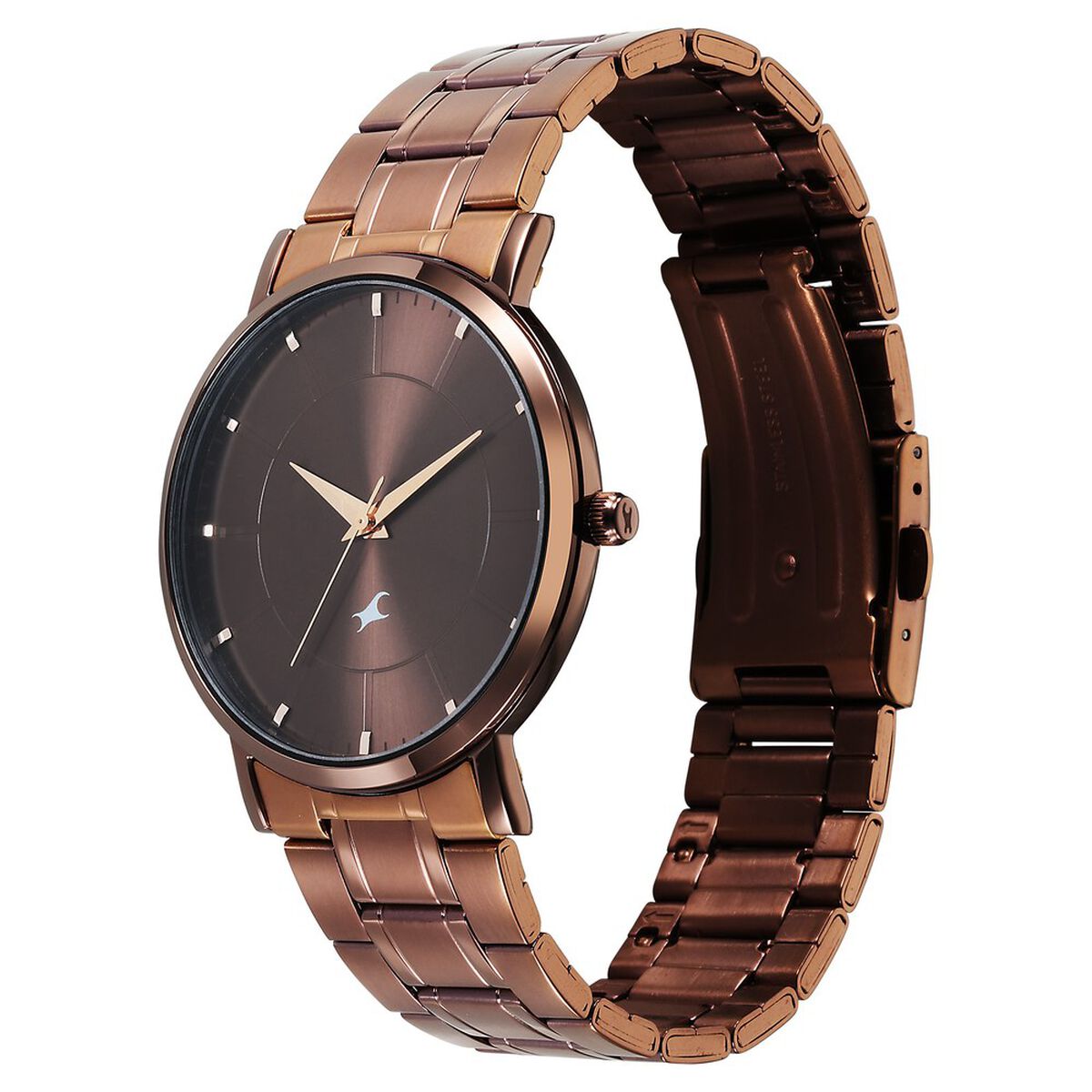 Fastrack Stunners X Quartz Analog Brown Dial Stainless Steel Strap Watch For Guys 3