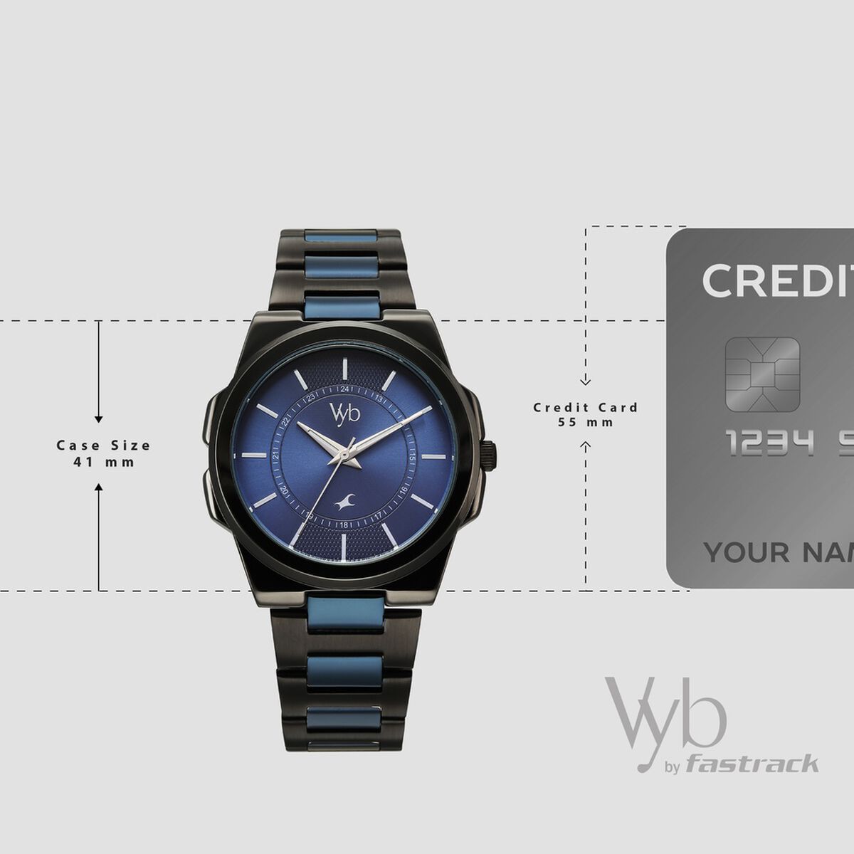 Vyb Nimbus By Fastrack Quartz Analog Blue Dial Two Toned Stainless Steel Strap Watch For Guys 4