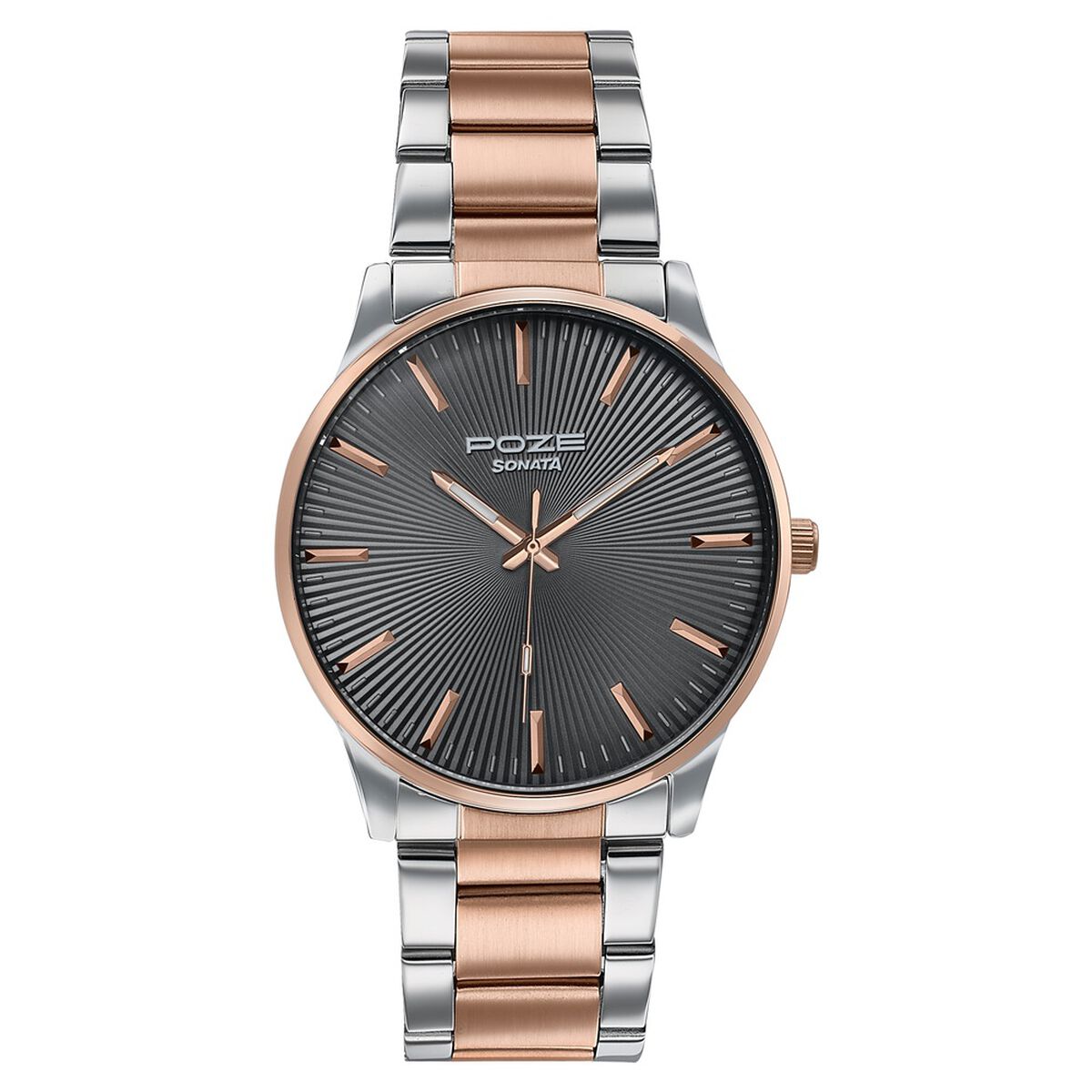 Poze By Sonata Quartz Analog Grey Dial Two Toned Stainless Steel Strap Watch For Men 2