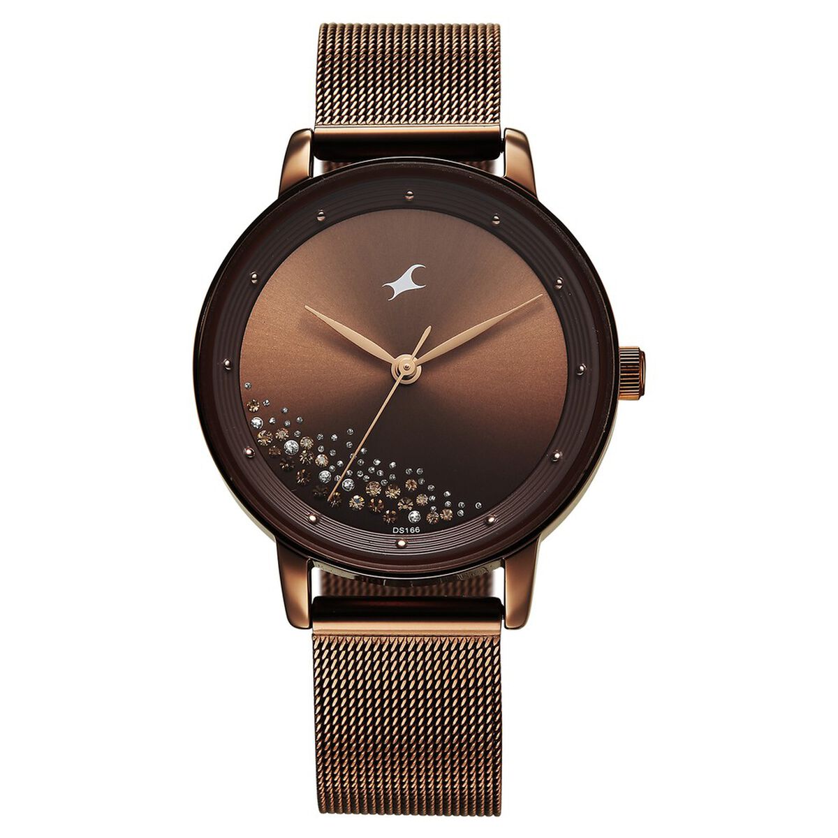 Fastrack Style Up Quartz Analog Brown Dial Brown Colour Stainless Steel Strap Watch For Girls 1