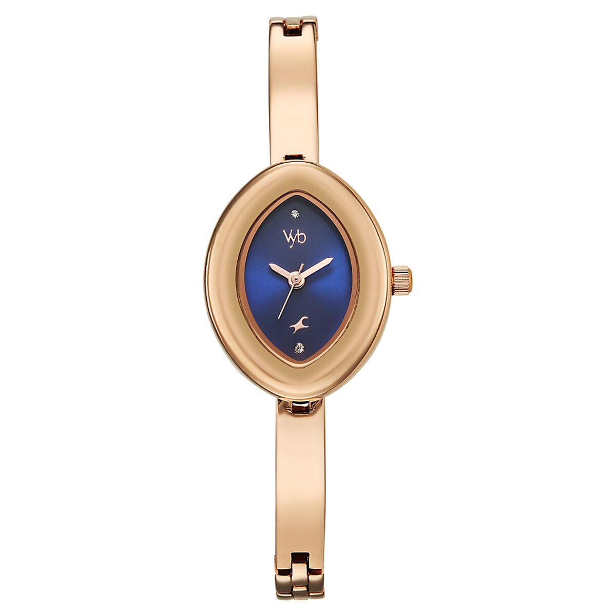 Vyb Luna By Fastrack Quartz Analog Blue Dial Rose Gold Metal Strap Watch For Girls 1