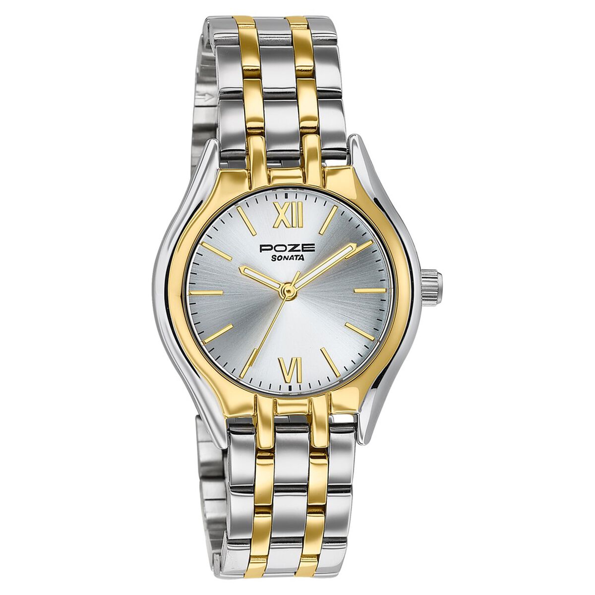 Poze By Sonata Quartz Analog Silver Dial Two Toned Metal Strap Watch For Women 3