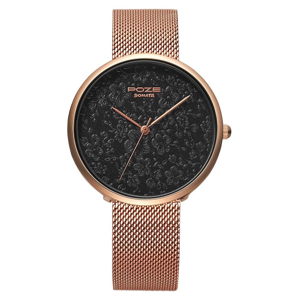 Poze by Sonata Quartz Analog Black Dial Stainless Steel Strap Watch for Women 1