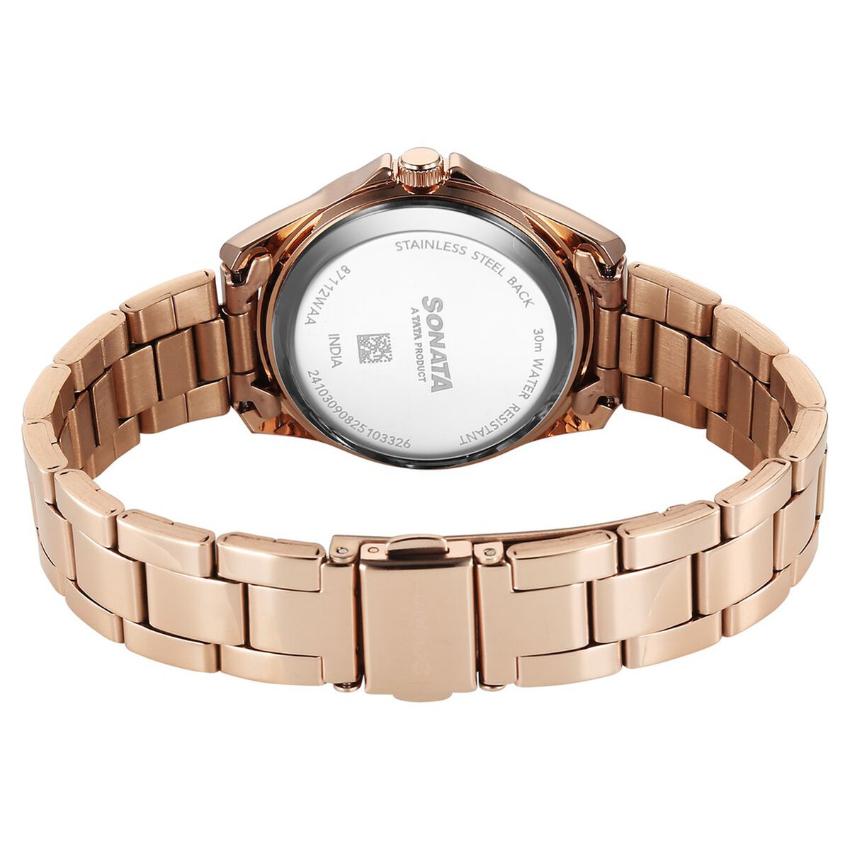 Sonata Festive Quartz Multifunction Pink Dial Metal Strap Watch For Women 5