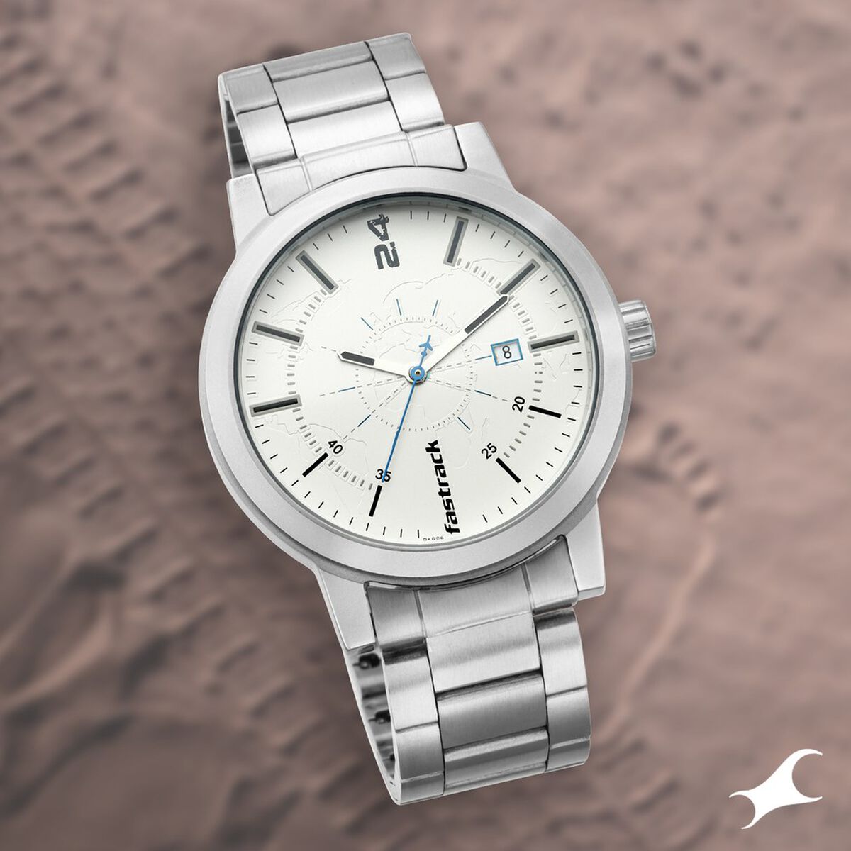 Fastrack Tripster Quartz Analog with Date White Dial Stainless Steel Strap Watch for Guys 1