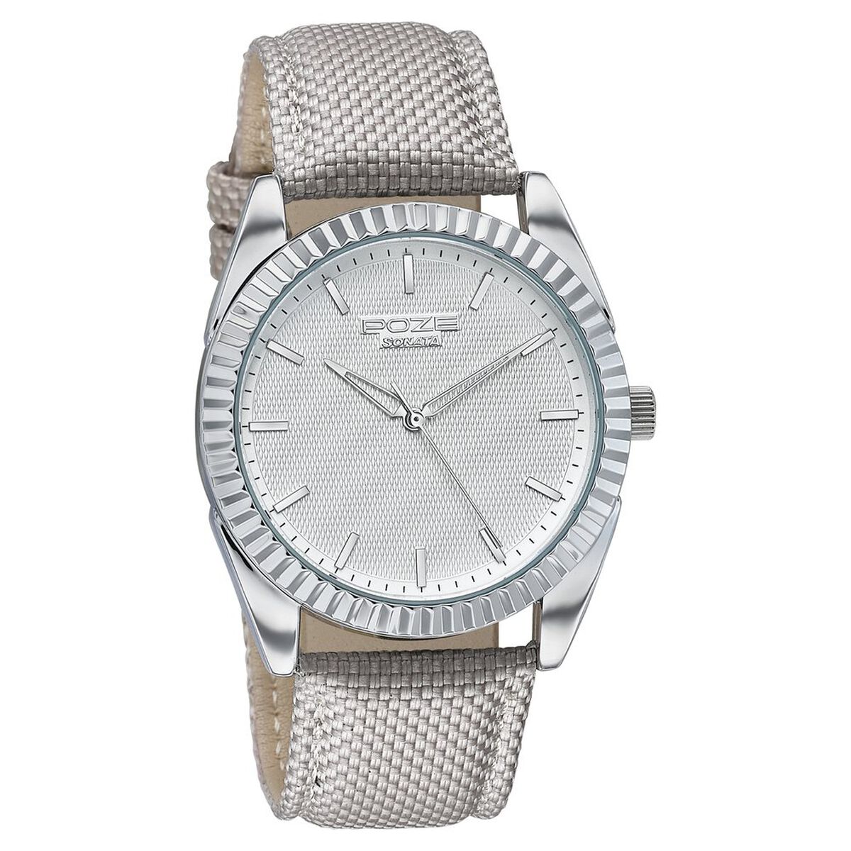 Poze By Sonata Quartz Analog White Dial Grey Nylon Strap Watch For Men 3