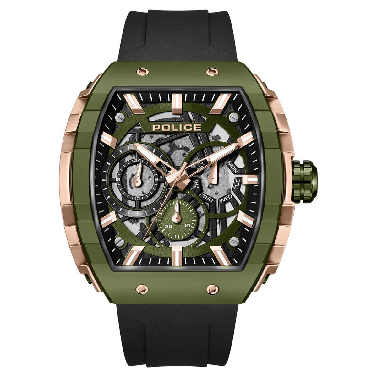 Police Quartz Multifunction Black Dial Black Colour Silicone Strap Watch For Men 1