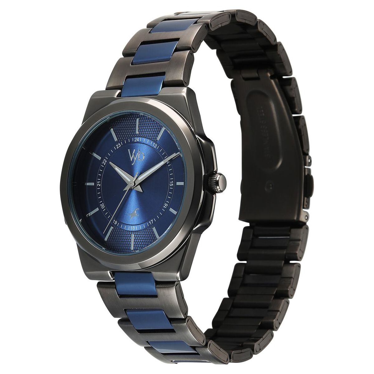 Vyb Nimbus By Fastrack Quartz Analog Blue Dial Two Toned Stainless Steel Strap Watch For Guys 5