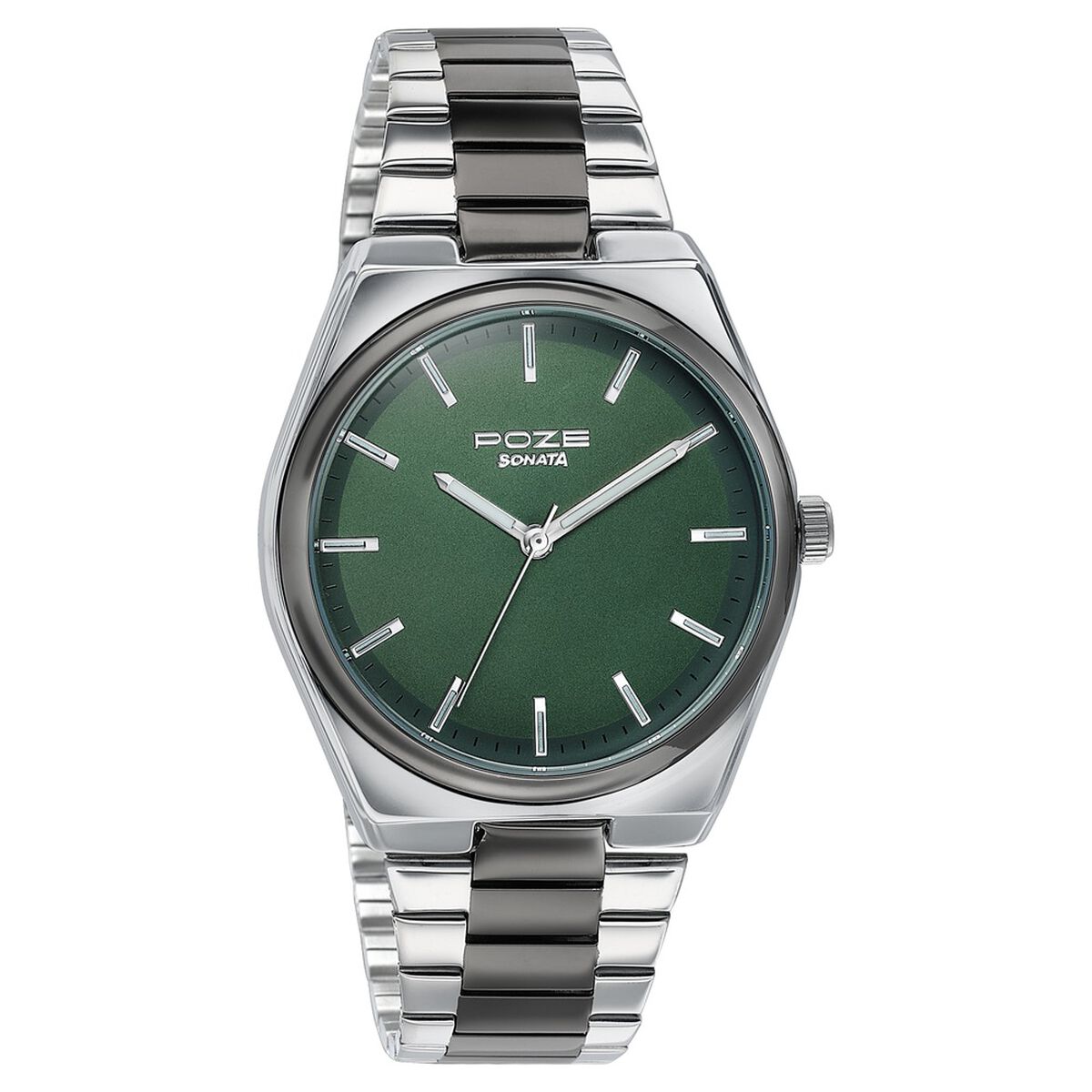 Sonata Poze Quartz Analog Green Dial Two Toned Metal Strap Watch For Men 3